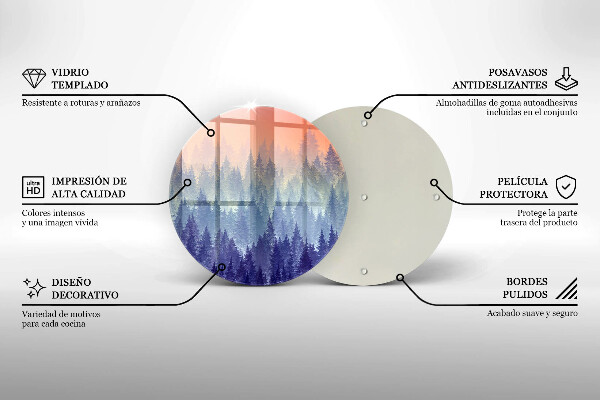 Steklena podloga za rezanje Gozd ob sončnem zahodu