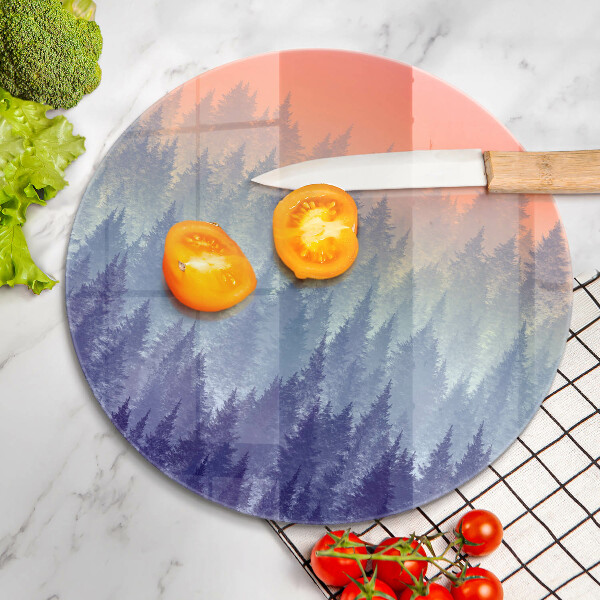 Steklena podloga za rezanje Gozd ob sončnem zahodu