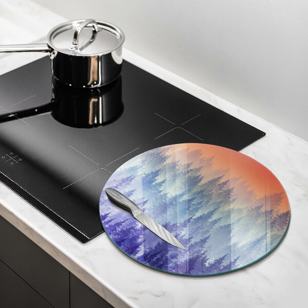 Steklena podloga za rezanje Gozd ob sončnem zahodu