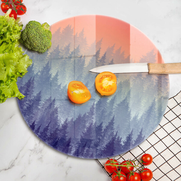 Steklena podloga za rezanje Gozd ob sončnem zahodu