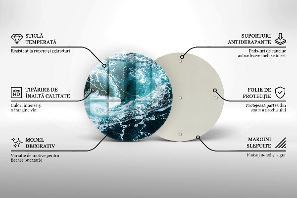 Steklena podloga za rezanje Peneči se valovi vode