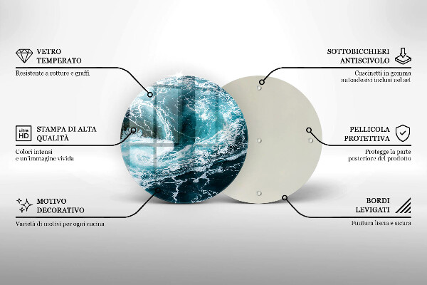 Steklena podloga za rezanje Peneči se valovi vode