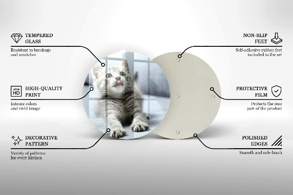 Steklena podloga za rezanje Majhna ljubka mucka