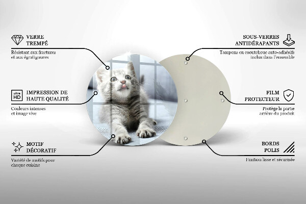 Steklena podloga za rezanje Majhna ljubka mucka