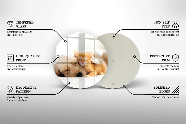 Steklena podloga za rezanje Živali pes in mačka