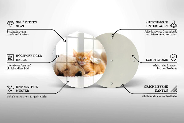 Steklena podloga za rezanje Živali pes in mačka