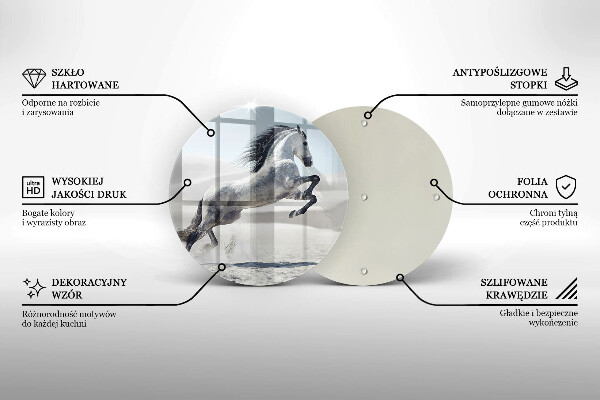 Steklena podloga za rezanje Beli konj