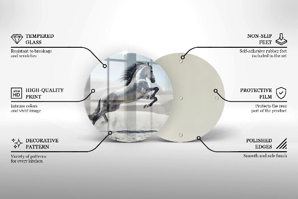 Steklena podloga za rezanje Beli konj