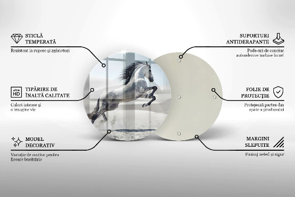 Steklena podloga za rezanje Beli konj