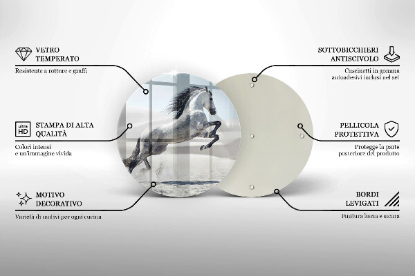 Steklena podloga za rezanje Beli konj