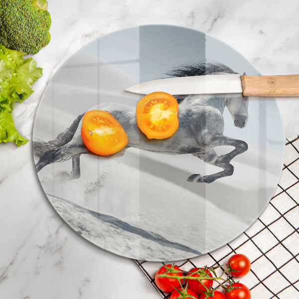 Steklena podloga za rezanje Beli konj