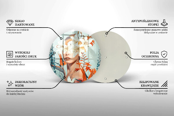 Steklena podloga za rezanje Ženska v rožah