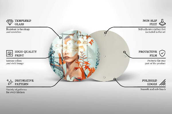 Steklena podloga za rezanje Ženska v rožah