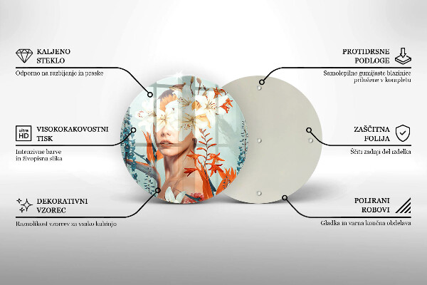 Steklena podloga za rezanje Ženska v rožah