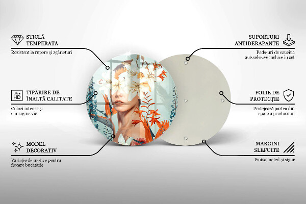 Steklena podloga za rezanje Ženska v rožah