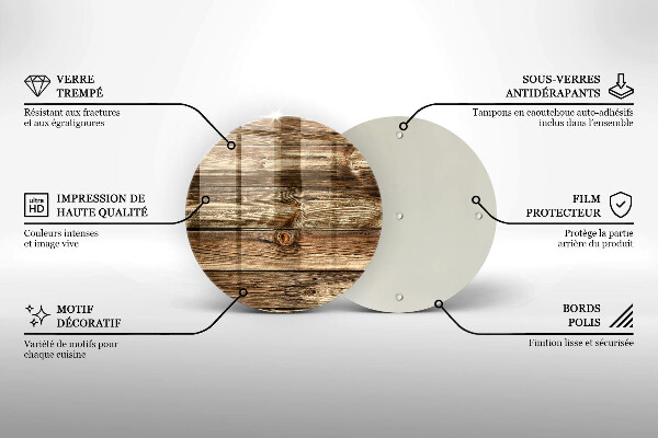 Steklena podloga za rezanje Tekstura lesene deske