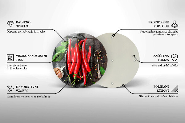 Steklena podloga za rezanje Rdeča čili paprika