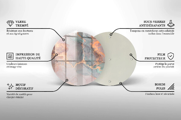 Steklena podloga za rezanje Marmor z zlatom
