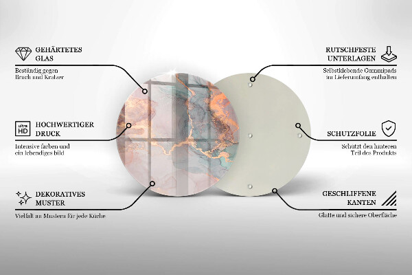 Steklena podloga za rezanje Marmor z zlatom