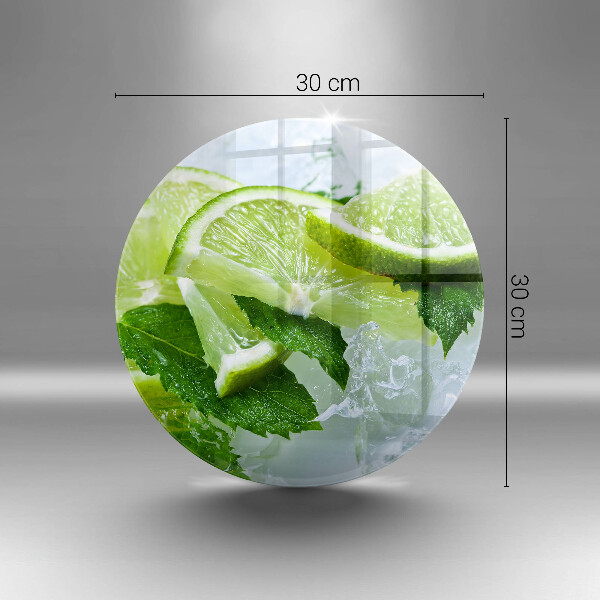 Steklena podloga za rezanje Limetina meta in led
