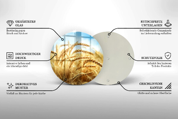 Steklena podloga za rezanje Klasje žit na polju
