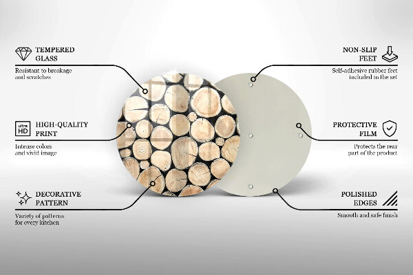 Steklena podloga za rezanje Lesena debla