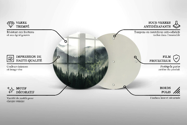 Steklena podloga za rezanje Gozdna in meglena pokrajina