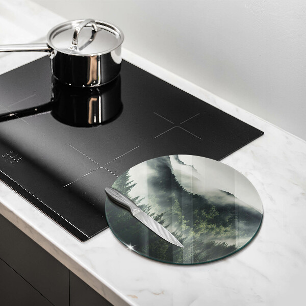 Steklena podloga za rezanje Gozdna in meglena pokrajina