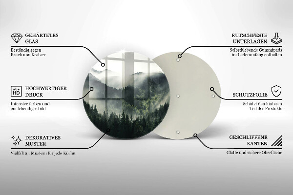 Steklena podloga za rezanje Gozdna in meglena pokrajina