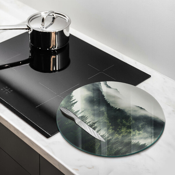 Steklena podloga za rezanje Gozdna in meglena pokrajina