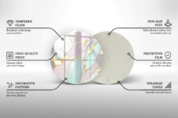 Steklena podloga za rezanje Pastelni marmor