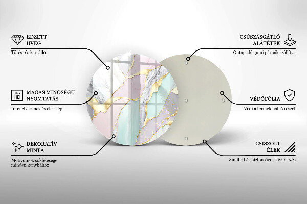Steklena podloga za rezanje Pastelni marmor