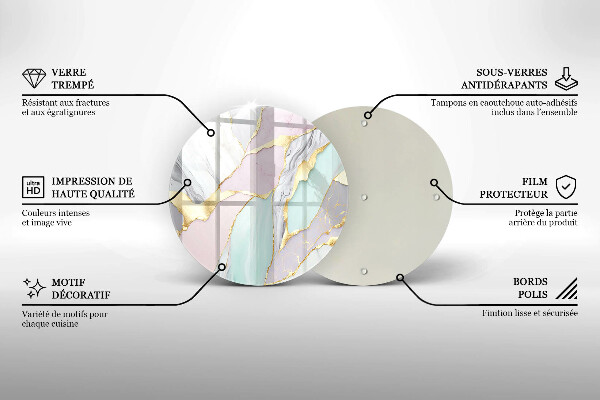 Steklena podloga za rezanje Pastelni marmor