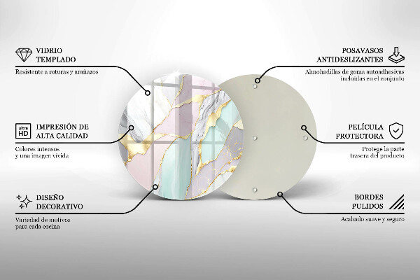 Steklena podloga za rezanje Pastelni marmor
