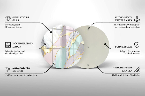 Steklena podloga za rezanje Pastelni marmor