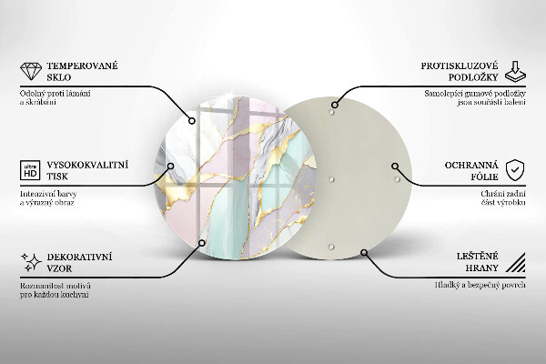 Steklena podloga za rezanje Pastelni marmor