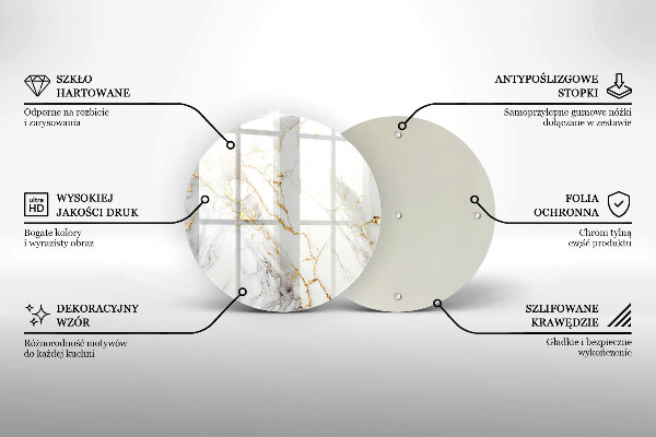 Steklena podloga za rezanje Svetel marmor z zlatom
