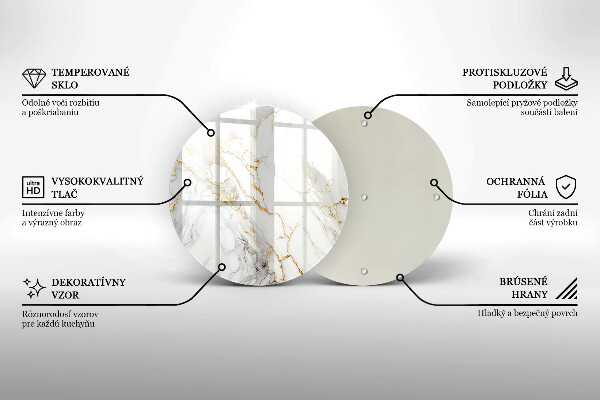 Steklena podloga za rezanje Svetel marmor z zlatom