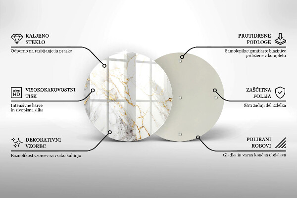 Steklena podloga za rezanje Svetel marmor z zlatom
