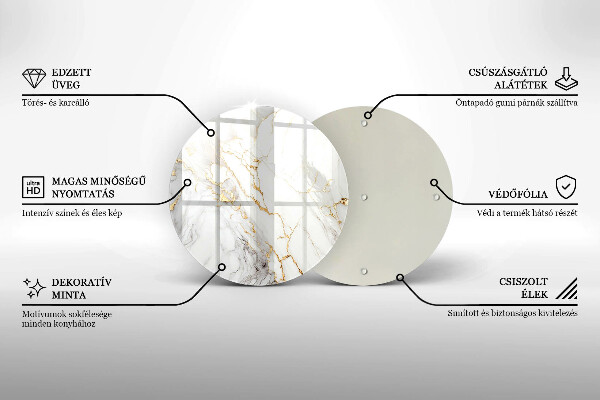 Steklena podloga za rezanje Svetel marmor z zlatom