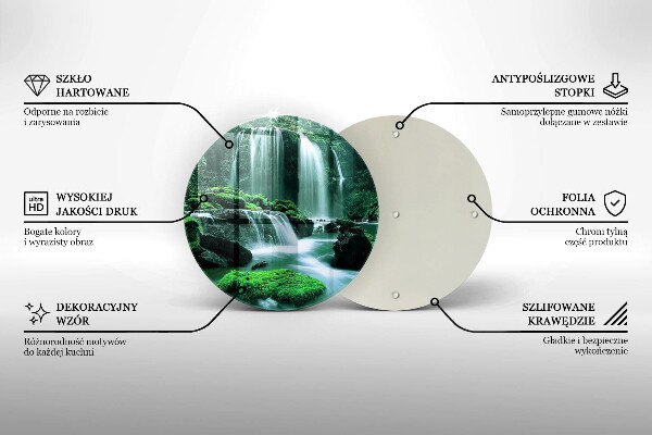 Steklena podloga za rezanje Divji slap v džungli