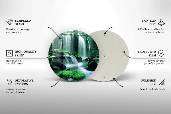 Steklena podloga za rezanje Divji slap v džungli