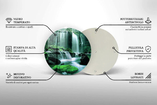 Steklena podloga za rezanje Divji slap v džungli