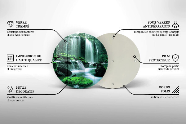 Steklena podloga za rezanje Divji slap v džungli