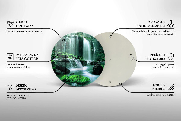 Steklena podloga za rezanje Divji slap v džungli