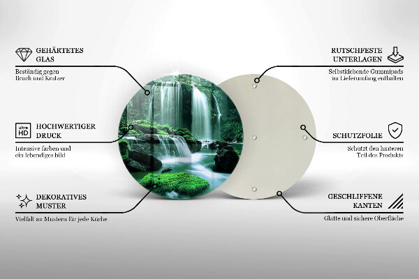 Steklena podloga za rezanje Divji slap v džungli