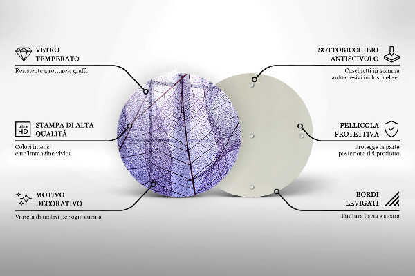 Steklena podloga za rezanje Listi z žilami