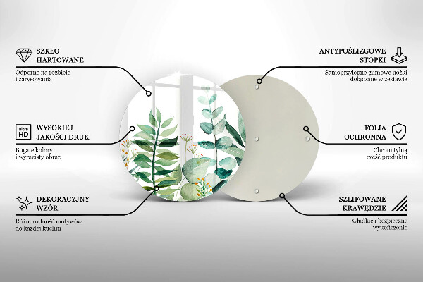 Steklena podloga za rezanje Ilustracija rastlinskih listov