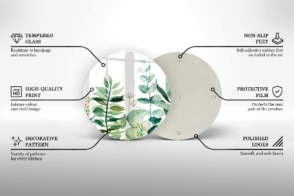 Steklena podloga za rezanje Ilustracija rastlinskih listov