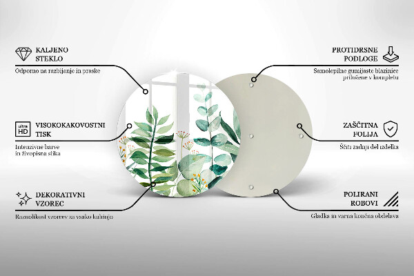 Steklena podloga za rezanje Ilustracija rastlinskih listov